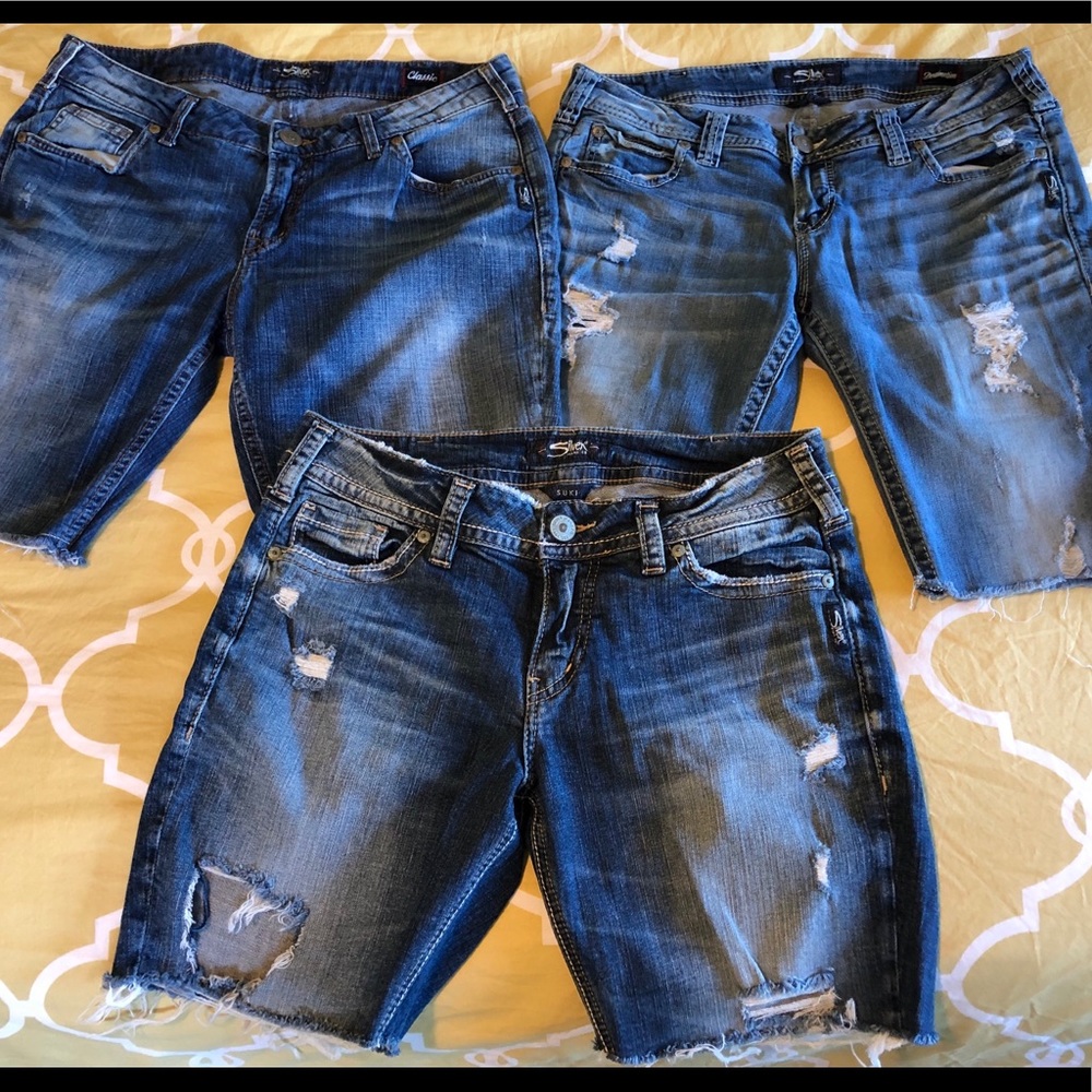 Silver cutoff jean shorts